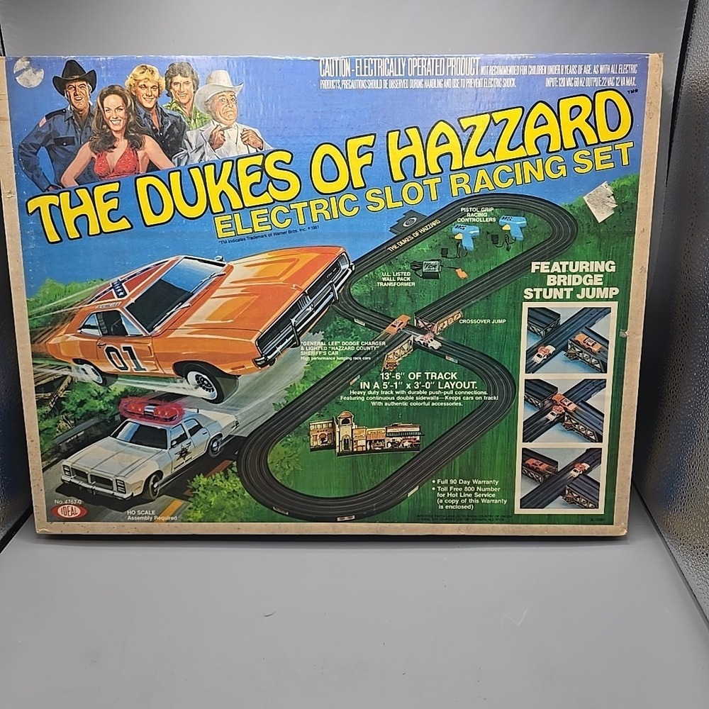 Vintage 1981 The Dukes of Hazard Slot Car Racing Set by Ideal With Manual & Box